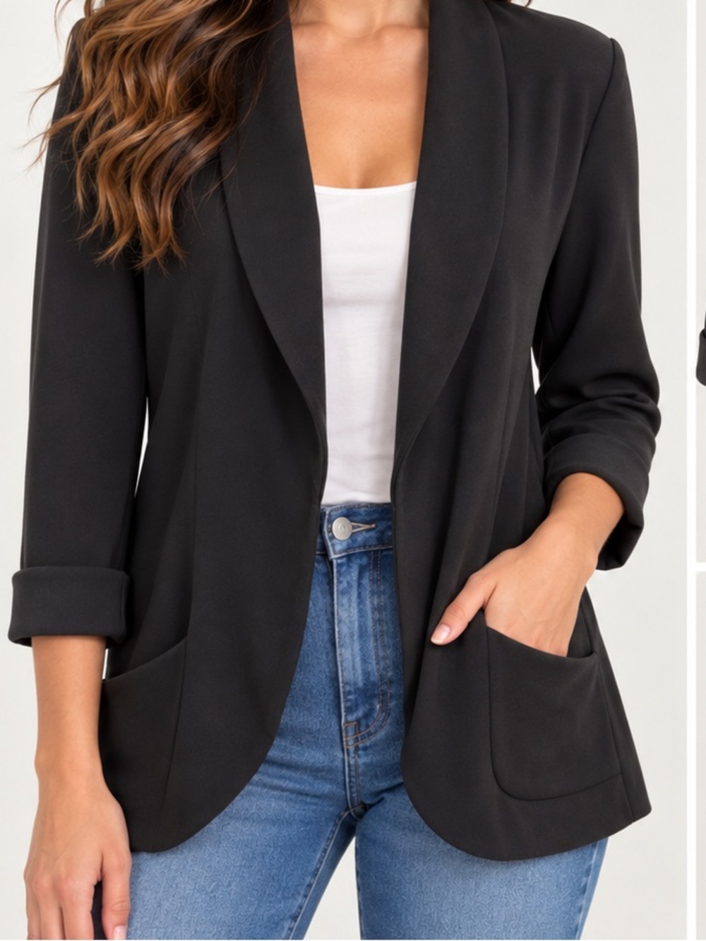 NWT Halston Open-Front Black Blazer Jacket